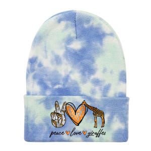 Peace Love Giraffes Gifts Peace Hand Sign Heart Tie Dye 12in Knit Beanie