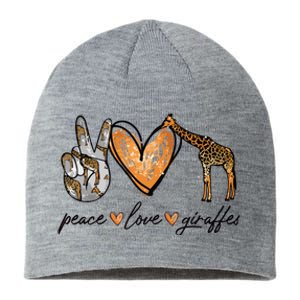 Peace Love Giraffes Gifts Peace Hand Sign Heart Sustainable Beanie