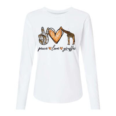 Peace Love Giraffes Gifts Peace Hand Sign Heart Womens Cotton Relaxed Long Sleeve T-Shirt