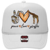 Peace Love Giraffes Gifts Peace Hand Sign Heart High Crown Mesh Back Trucker Hat