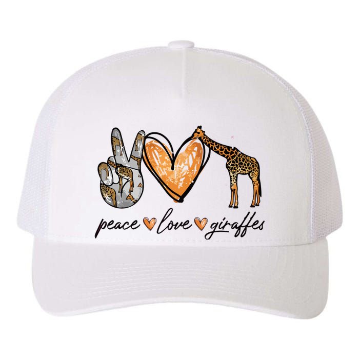 Peace Love Giraffes Gifts Peace Hand Sign Heart Yupoong Adult 5-Panel Trucker Hat