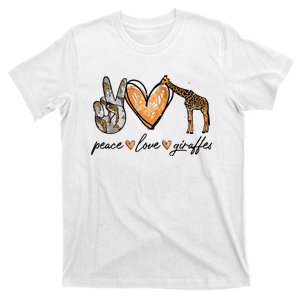 Peace Love Giraffes Gifts Peace Hand Sign Heart T-Shirt