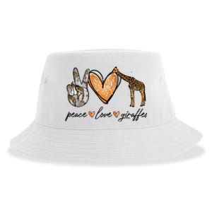 Peace Love Giraffes Gifts Peace Hand Sign Heart Sustainable Bucket Hat