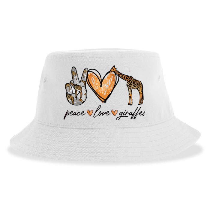 Peace Love Giraffes Gifts Peace Hand Sign Heart Sustainable Bucket Hat