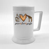 Peace Love Giraffes Gifts Peace Hand Sign Heart Beer Stein