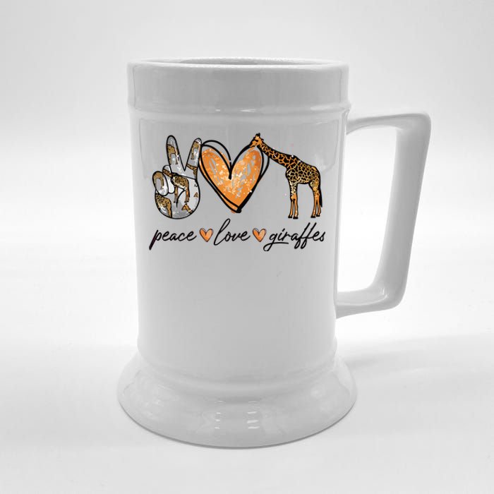 Peace Love Giraffes Gifts Peace Hand Sign Heart Beer Stein