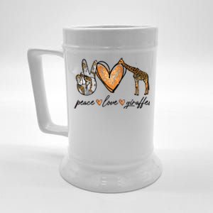 Peace Love Giraffes Gifts Peace Hand Sign Heart Beer Stein