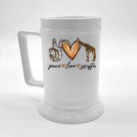 Peace Love Giraffes Gifts Peace Hand Sign Heart Beer Stein