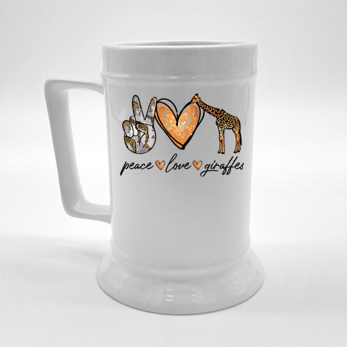 Peace Love Giraffes Gifts Peace Hand Sign Heart Beer Stein