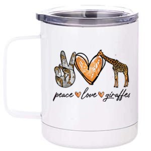 Peace Love Giraffes Gifts Peace Hand Sign Heart 12 oz Stainless Steel Tumbler Cup