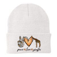 Peace Love Giraffes Gifts Peace Hand Sign Heart Knit Cap Winter Beanie