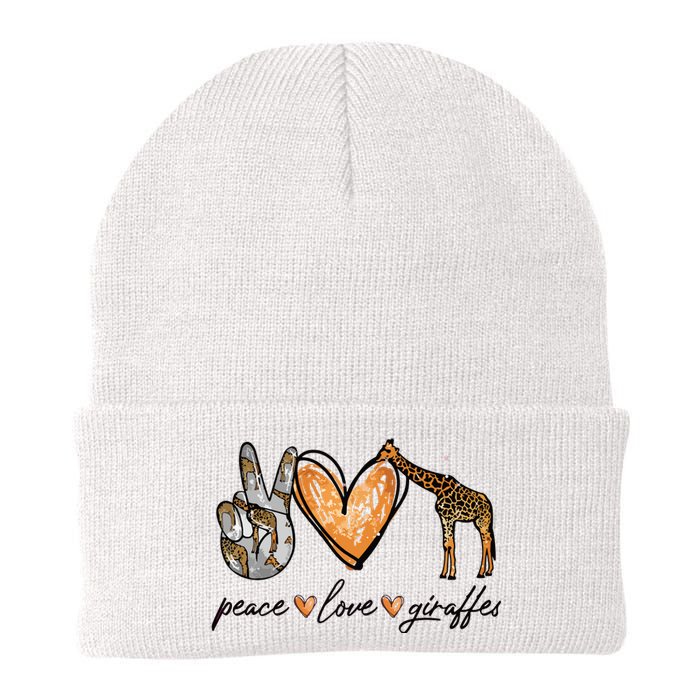 Peace Love Giraffes Gifts Peace Hand Sign Heart Knit Cap Winter Beanie