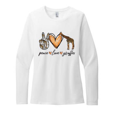 Peace Love Giraffes Gifts Peace Hand Sign Heart Womens CVC Long Sleeve Shirt