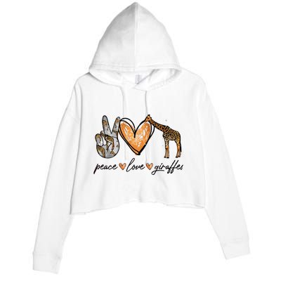 Peace Love Giraffes Gifts Peace Hand Sign Heart Crop Fleece Hoodie