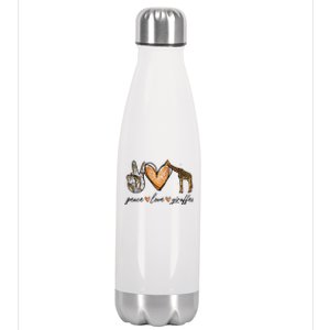 Peace Love Giraffes Gifts Peace Hand Sign Heart Stainless Steel Insulated Water Bottle