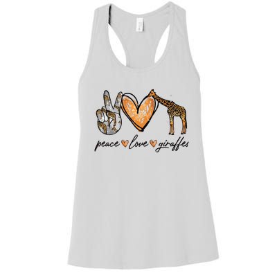 Peace Love Giraffes Gifts Peace Hand Sign Heart Women's Racerback Tank