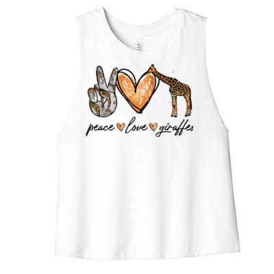 Peace Love Giraffes Gifts Peace Hand Sign Heart Women's Racerback Cropped Tank