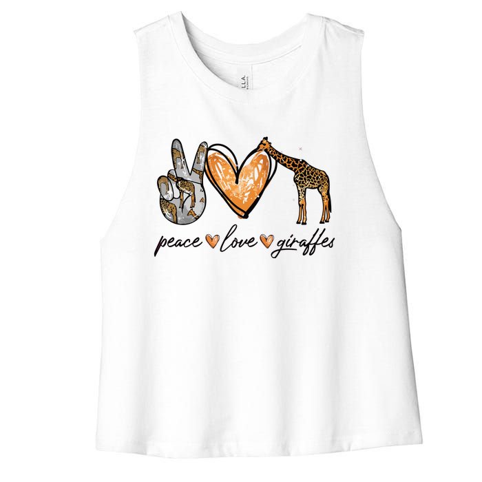 Peace Love Giraffes Gifts Peace Hand Sign Heart Women's Racerback Cropped Tank