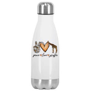 Peace Love Giraffes Gifts Peace Hand Sign Heart Stainless Steel Insulated Water Bottle