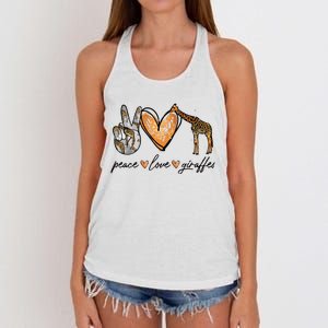 Peace Love Giraffes Gifts Peace Hand Sign Heart Women's Knotted Racerback Tank