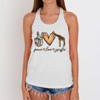 Peace Love Giraffes Gifts Peace Hand Sign Heart Women's Knotted Racerback Tank