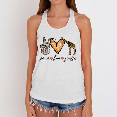 Peace Love Giraffes Gifts Peace Hand Sign Heart Women's Knotted Racerback Tank