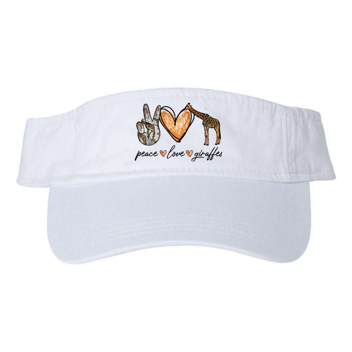 Peace Love Giraffes Gifts Peace Hand Sign Heart Valucap Bio-Washed Visor