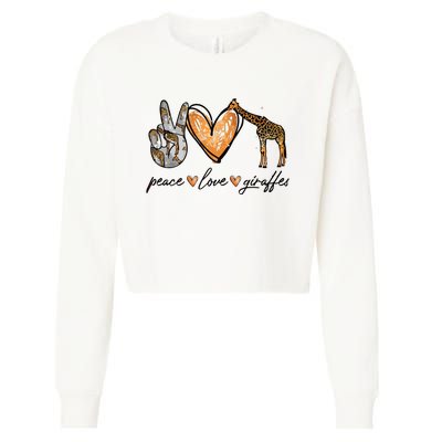 Peace Love Giraffes Gifts Peace Hand Sign Heart Cropped Pullover Crew