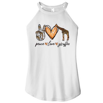 Peace Love Giraffes Gifts Peace Hand Sign Heart Women's Perfect Tri Rocker Tank