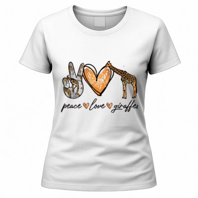 Peace Love Giraffes Gifts Peace Hand Sign Heart Women's T-Shirt