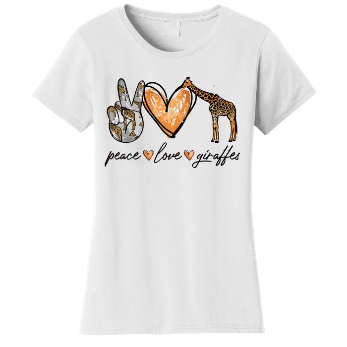 Peace Love Giraffes Gifts Peace Hand Sign Heart Women's T-Shirt