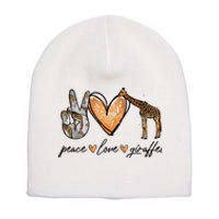 Peace Love Giraffes Gifts Peace Hand Sign Heart Short Acrylic Beanie