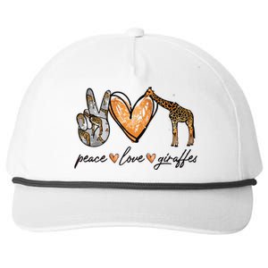 Peace Love Giraffes Gifts Peace Hand Sign Heart Snapback Five-Panel Rope Hat