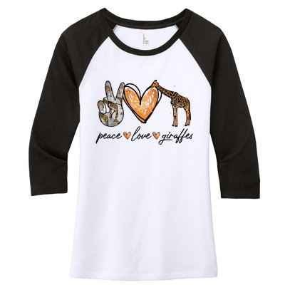 Peace Love Giraffes Gifts Peace Hand Sign Heart Women's Tri-Blend 3/4-Sleeve Raglan Shirt