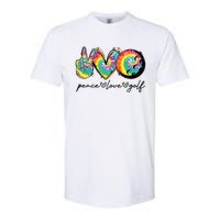 Peace Love Golf Funny Tie Dye Golf Lovers Softstyle CVC T-Shirt