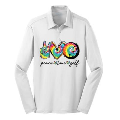 Peace Love Golf Funny Tie Dye Golf Lovers Silk Touch Performance Long Sleeve Polo