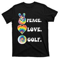 Peace Love Golf Funny Tie Dye Golf Lovers T-Shirt