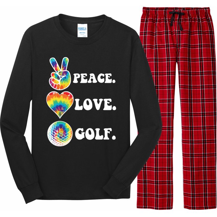 Peace Love Golf Funny Tie Dye Golf Lovers Long Sleeve Pajama Set