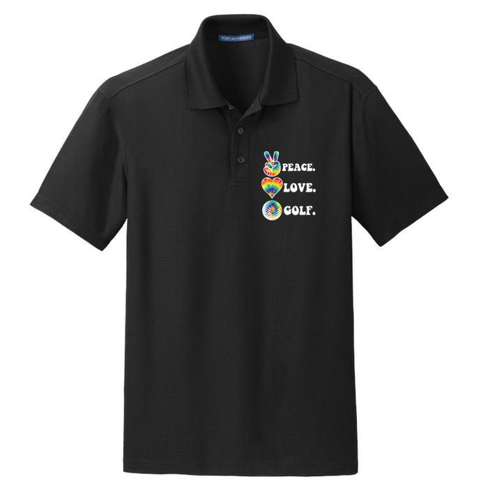 Peace Love Golf Funny Tie Dye Golf Lovers Dry Zone Grid Polo