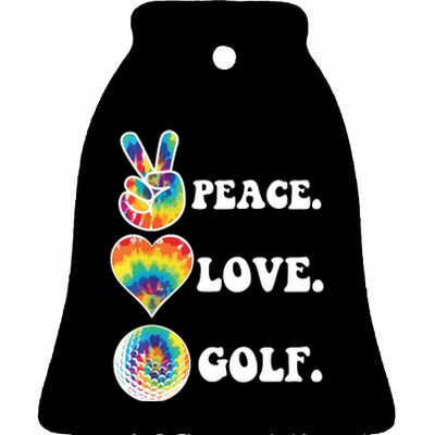 Peace Love Golf Funny Tie Dye Golf Lovers Ceramic Bell Ornament