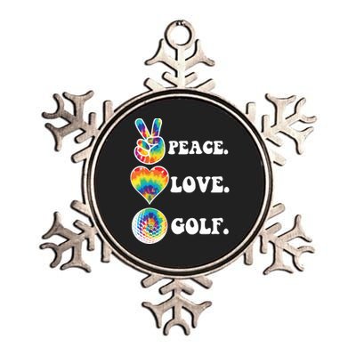 Peace Love Golf Funny Tie Dye Golf Lovers Metallic Star Ornament