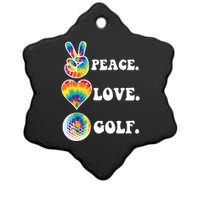 Peace Love Golf Funny Tie Dye Golf Lovers Ceramic Star Ornament