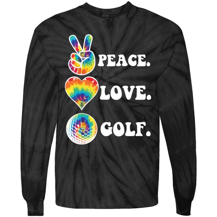 Peace Love Golf Funny Tie Dye Golf Lovers Tie-Dye Long Sleeve Shirt