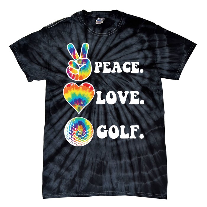 Peace Love Golf Funny Tie Dye Golf Lovers Tie-Dye T-Shirt