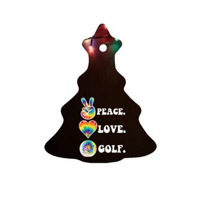 Peace Love Golf Funny Tie Dye Golf Lovers Ceramic Tree Ornament