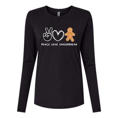 Peace Love Gingerbread Retro Gingerbread Lover Womens Cotton Relaxed Long Sleeve T-Shirt