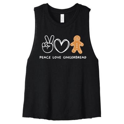 Peace Love Gingerbread Retro Gingerbread Lover Women's Racerback Cropped Tank