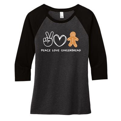 Peace Love Gingerbread Retro Gingerbread Lover Women's Tri-Blend 3/4-Sleeve Raglan Shirt