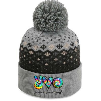 Peace Love Golf Tie Dye Cute Golf Lovers The Baniff Cuffed Pom Beanie