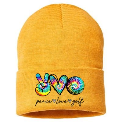 Peace Love Golf Tie Dye Cute Golf Lovers Sustainable Knit Beanie